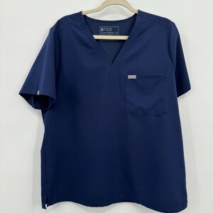 FIGS Technical Collection Dark Blue Short Sleeve V-Neck Scrub Top Size XL